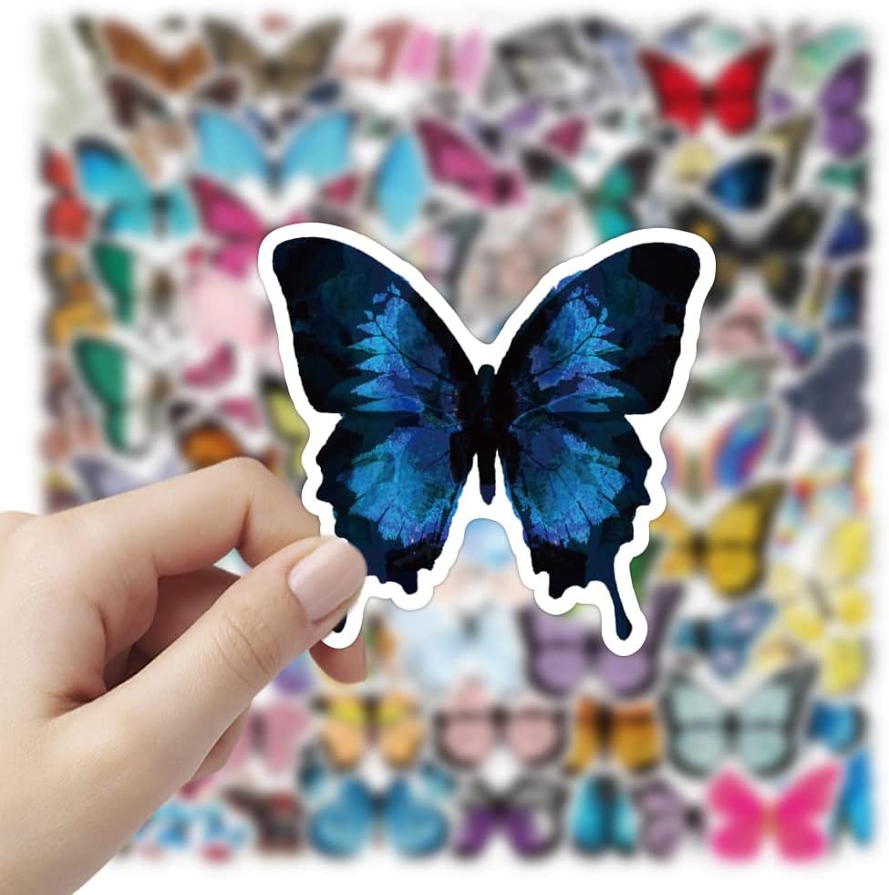 50 Pcs Vinyl Sticker of Butterflies Lovers Waterproof Stickers Bomb for Wall, Computer, Laptop, Skateboard, Water Bottle, Mug, Kids Scrapbook Gift for Birthday, Christmas, Thanksgiving (Butterfly)