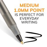 BIC Round Stic Ballpoint Pens, Medium Point, 1.0 mm, Translucent Barrel, Black Ink, Pack Of 60 Pens