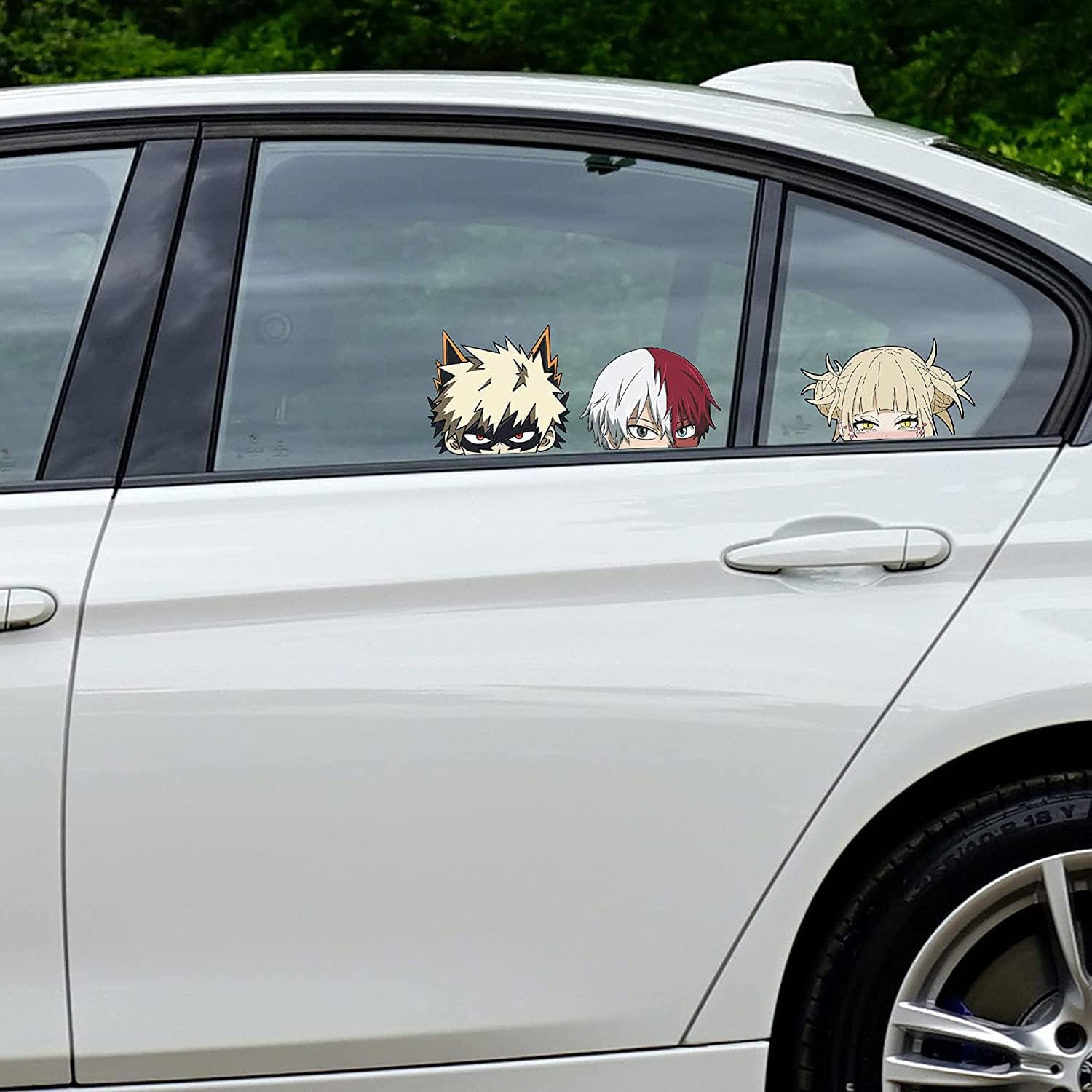 4Pcs 5.51" My Hero Academia Peeker Japanese Anime Himiko Toga Car Stickers and Decal for Car Window Door Laptop Water Bottle Motorcycle Togoroki Tablet Cellphone Decoration Bakugo Katsuki
