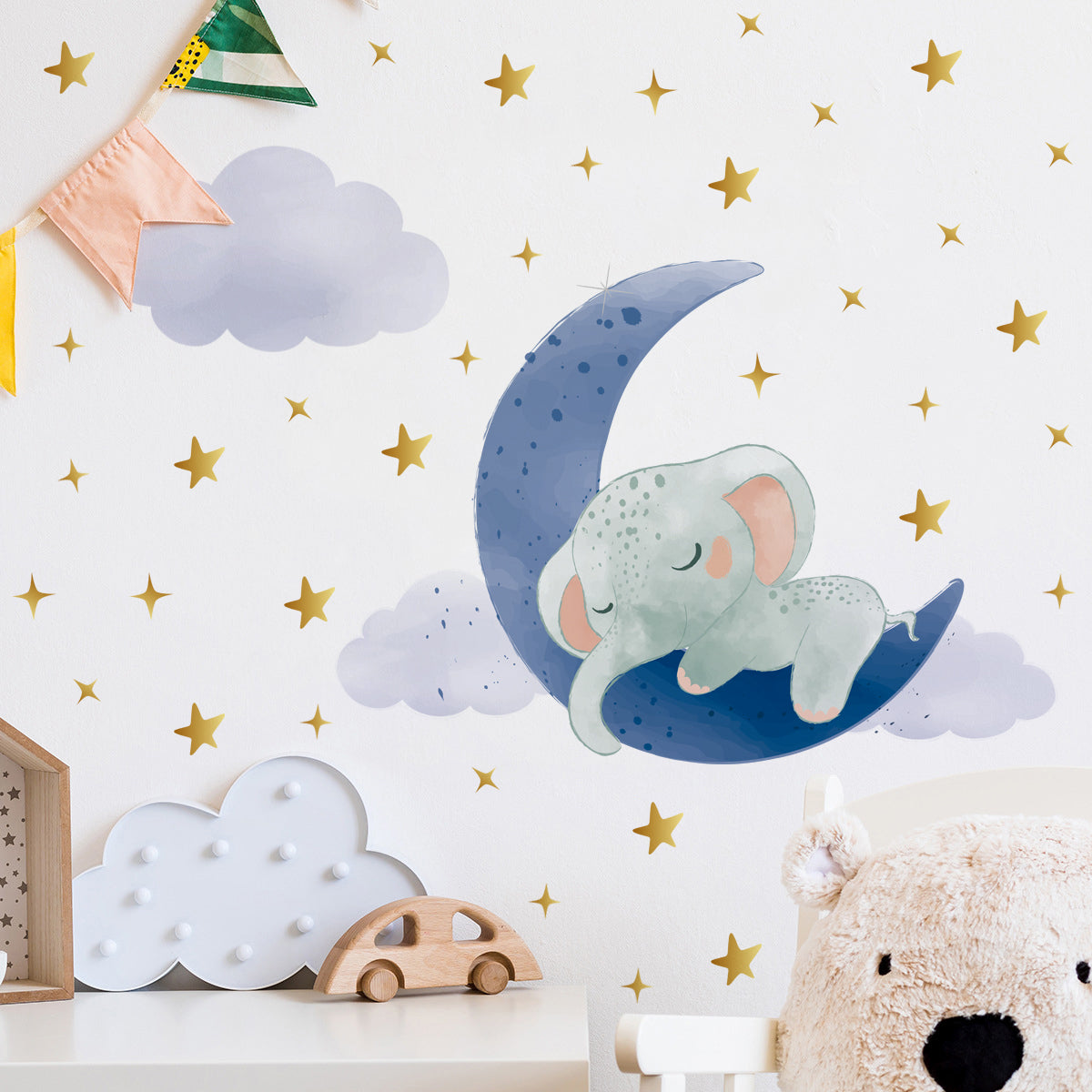 24x12 Inch Blue Red Star Themed Wall Decal Set - DIY Star Stickers for Kids Room, Nursery, Closet Door, Office Decor - Set Includes Multiple Vinyl Stickers for DIY Creativity (Red White Blue Star)