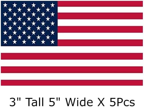 5 Pcs 3x5 Inch American Flag Sticker Decal for car, Truck, Window, Laptop, Phone, Tablet, Gift for July 4th, Happy Independence Day, Patriotic Flag, Birthday, Police, Military Veterans