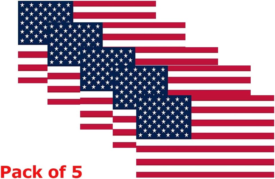 5 Pcs 3x5 Inch American Flag Sticker Decal for car, Truck, Window, Laptop, Phone, Tablet, Gift for July 4th, Happy Independence Day, Patriotic Flag, Birthday, Police, Military Veterans
