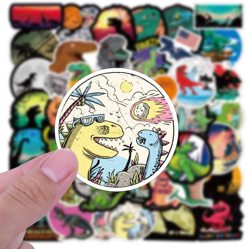 50 Pcs Vinyl Sticker of Dinosaurs Waterproof Stickers Bomb for Wall, Computer, Laptop, Skateboard, Water Bottle, Mug, Kids Scrapbook Gift for Birthday, Christmas, Thanksgiving (Dinosaur)