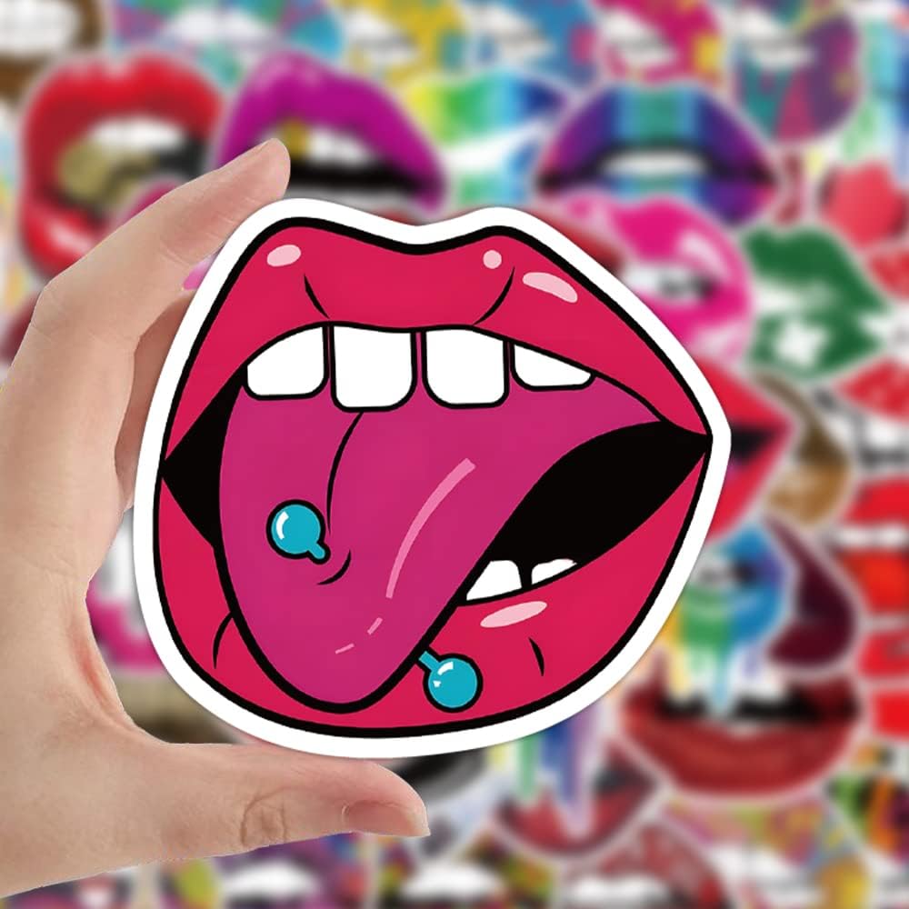 50 Pcs Vinyl Sticker of Sexy Lips Art for Art Lips Lovers Waterproof Stickers Bomb for Wall, Computer, Laptop, Skateboard, Water Bottle, Mug, Kids Scrapbook Gift for Birthday, Christmas, Thanksgiving (Lips)