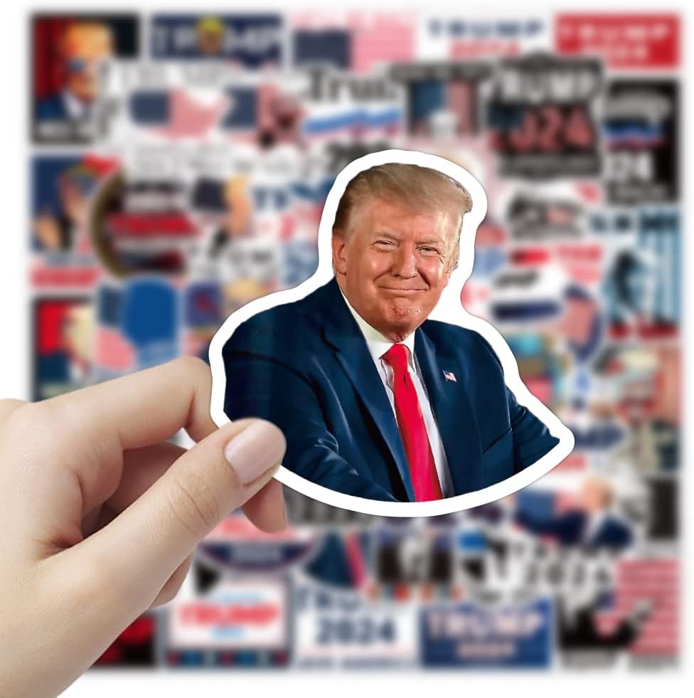 50 Pcs Vinyl Sticker of Trump 2024 for MAGA Supporter Waterproof Stickers Bomb for Wall, Computer, Laptop, Skateboard, Water Bottle, Mug, Kids Scrapbook Gift for Birthday, Christmas, Thanksgiving