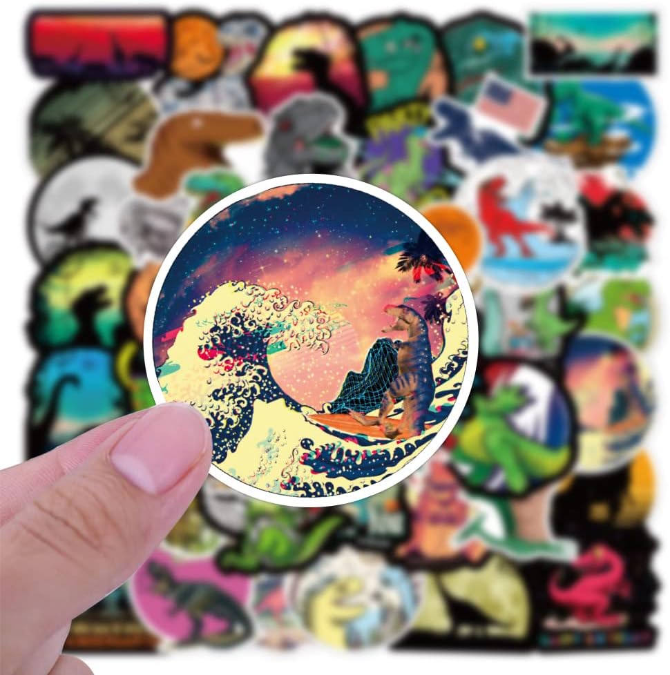 50 Pcs Vinyl Sticker of Dinosaurs Waterproof Stickers Bomb for Wall, Computer, Laptop, Skateboard, Water Bottle, Mug, Kids Scrapbook Gift for Birthday, Christmas, Thanksgiving (Dinosaur)