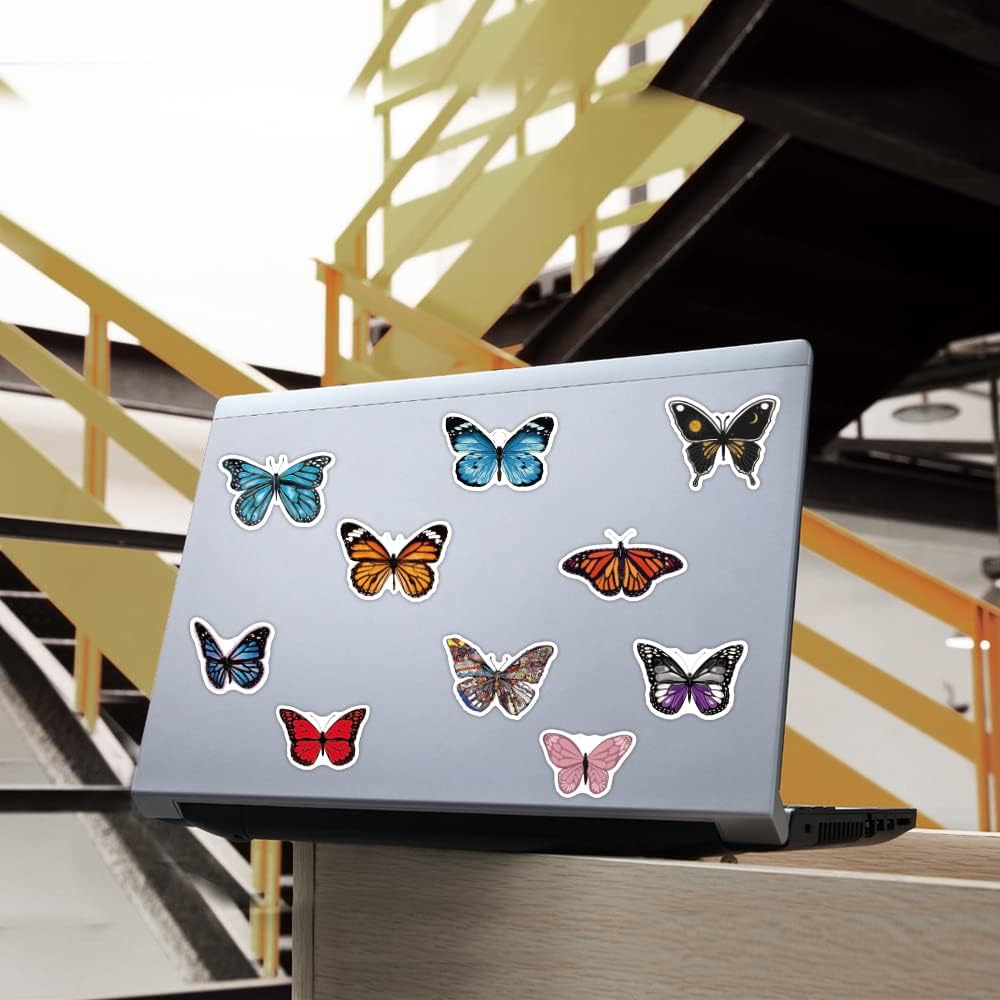 50 Pcs Vinyl Sticker of Butterflies Lovers Waterproof Stickers Bomb for Wall, Computer, Laptop, Skateboard, Water Bottle, Mug, Kids Scrapbook Gift for Birthday, Christmas, Thanksgiving (Butterfly)