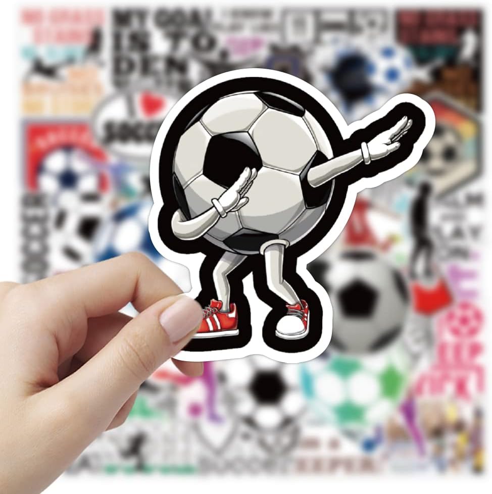50 Pcs Vinyl Sticker of world cup Soccer theme for Soccer Football Fan Lovers Waterproof Stickers Bomb for Wall, Computer, Laptop, Skateboard, Water Bottle, Mug, Kids Scrapbook Gift for Birthday, Christmas, Thanksgiving (Soccer)
