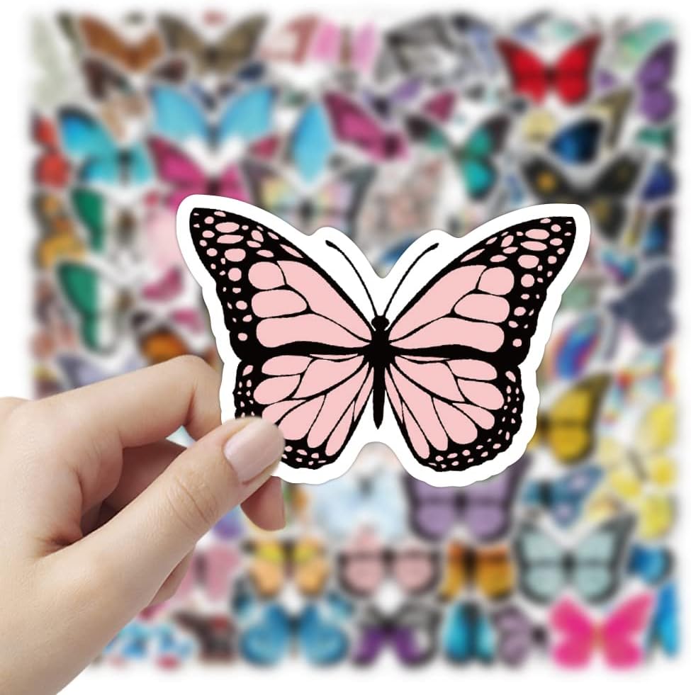 50 Pcs Vinyl Sticker of Butterflies Lovers Waterproof Stickers Bomb for Wall, Computer, Laptop, Skateboard, Water Bottle, Mug, Kids Scrapbook Gift for Birthday, Christmas, Thanksgiving (Butterfly)