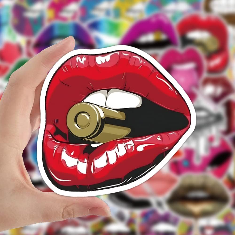 50 Pcs Vinyl Sticker of Sexy Lips Art for Art Lips Lovers Waterproof Stickers Bomb for Wall, Computer, Laptop, Skateboard, Water Bottle, Mug, Kids Scrapbook Gift for Birthday, Christmas, Thanksgiving (Lips)