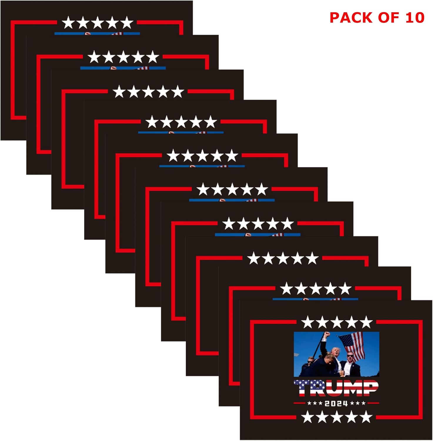 10 Pack Trump 2024 Bumper Sticker Merchandise, Large Size 5.5" x 4.5" Vinyl Decal, Presidential Campaign Political Stickers for Car, Laptop, Phone, Truck, Bumper, Take America Back Again (Pack of 10)