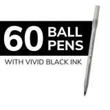 BIC Round Stic Ballpoint Pens, Medium Point, 1.0 mm, Translucent Barrel, Black Ink, Pack Of 60 Pens